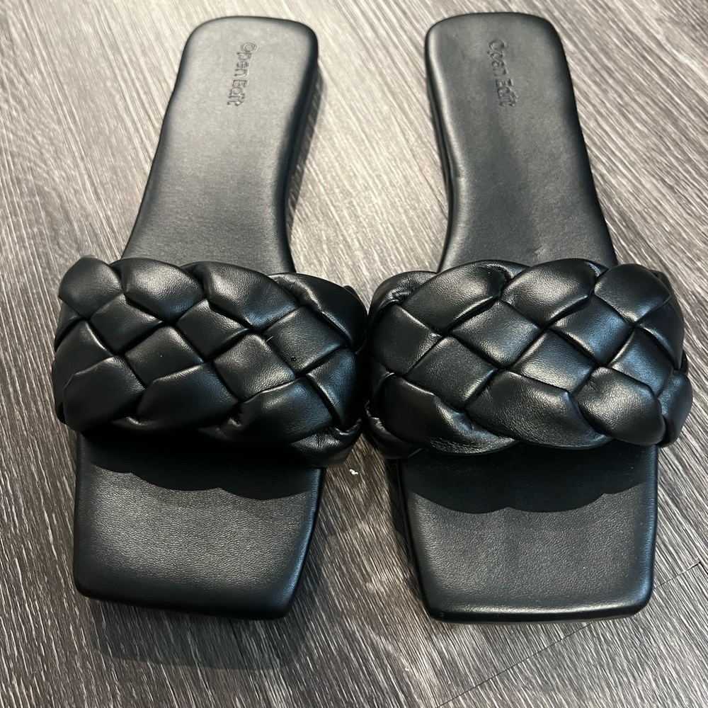 Open Edit Lucca Slide Sandals - Black